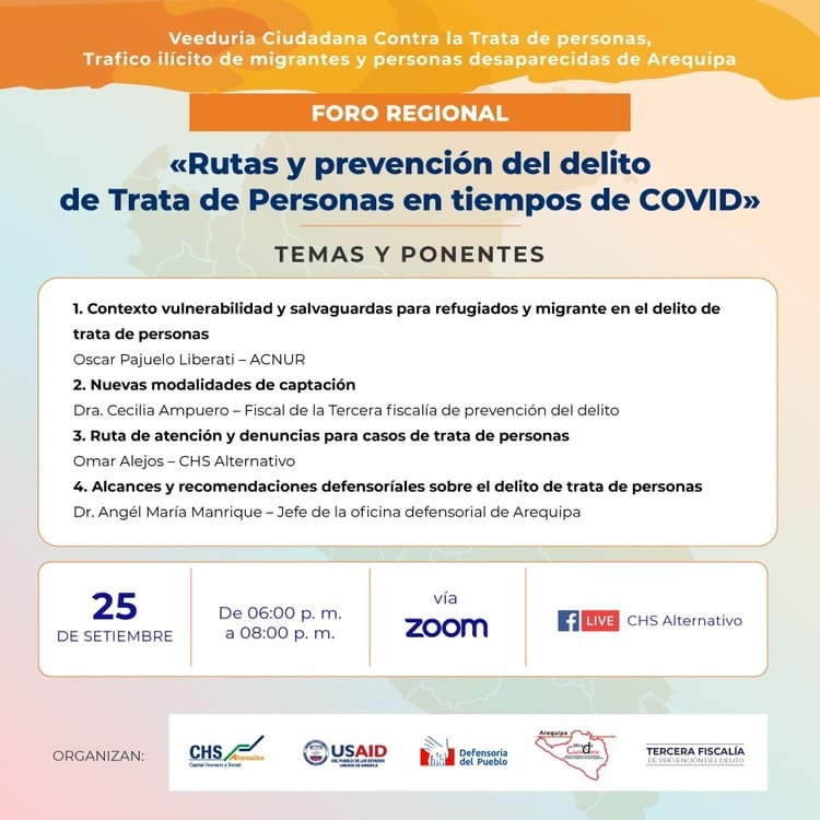 Arequipa - Foro Regional: Rutas y prevención del delito de trata de personas en tiempos de COVID en Arequipa